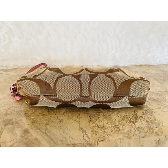 Vtg Coach Y2K jewel kisslock khaki signature snake skin clutch/wristlet pink bag - Picture 5 of 10